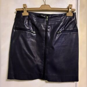 Romeo & Juliet Couture Navy Leather Mini Skirt